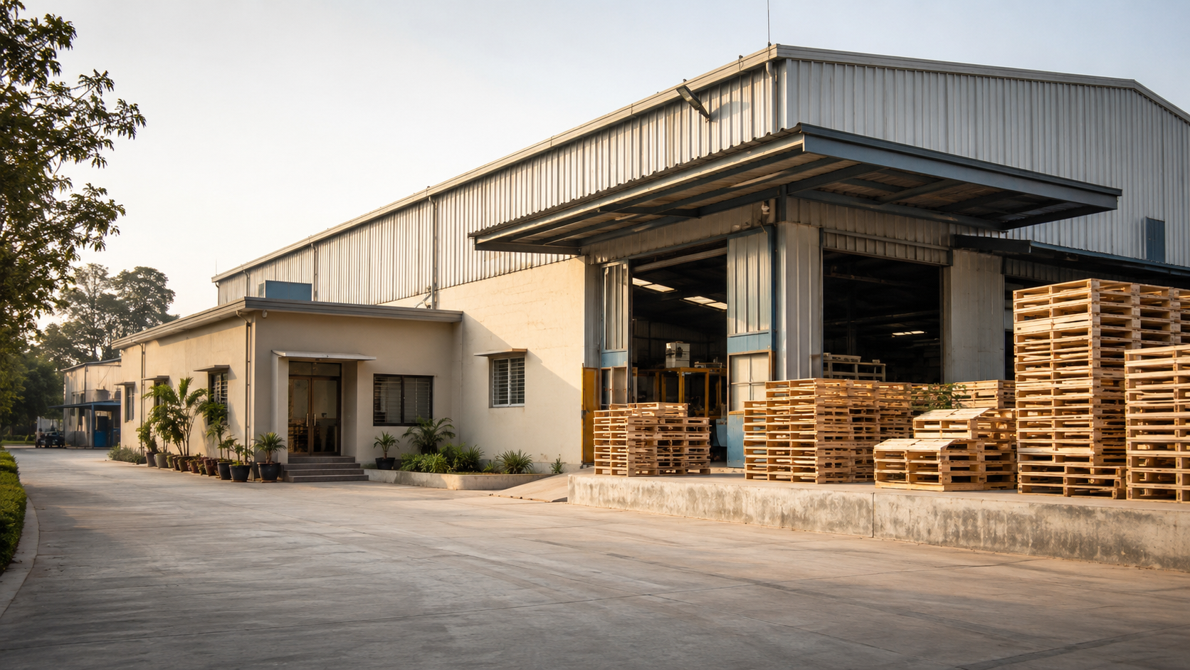 Industrial packaging factory exterior